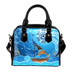 Shoulder Handbag - Aboriginal View Sea With Fish And Boat - Vibe Hoodie
