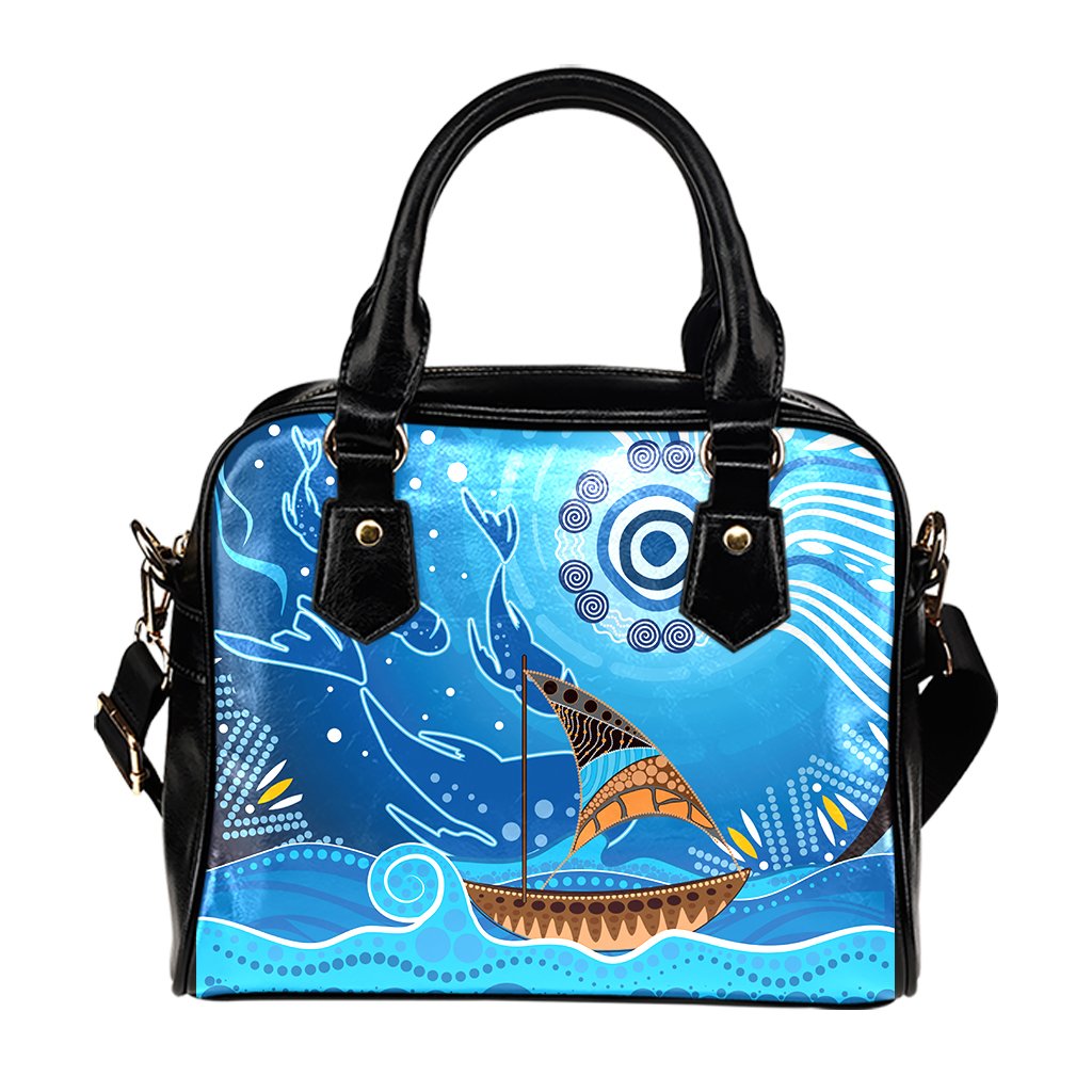 Shoulder Handbag - Aboriginal View Sea With Fish And Boat - Vibe Hoodie