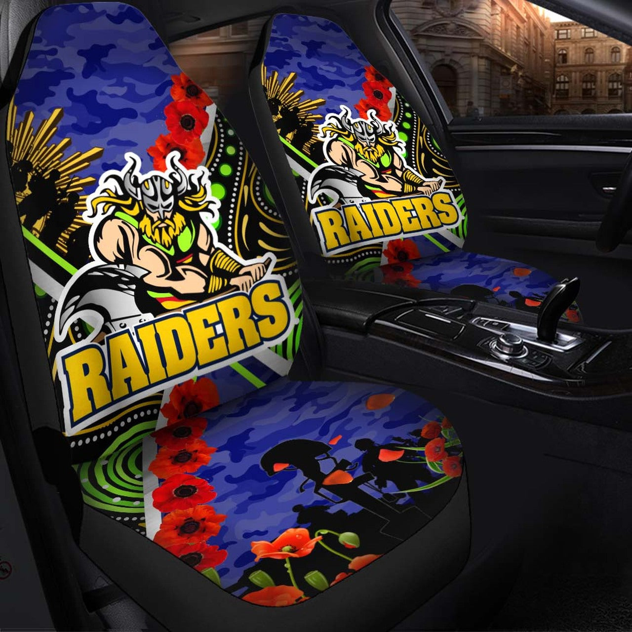 raiders-rugby-anzac-aboriginal-car-seat-cover-canberra-raiders-with-anzac-day-poppy-flower-car-seat-cover