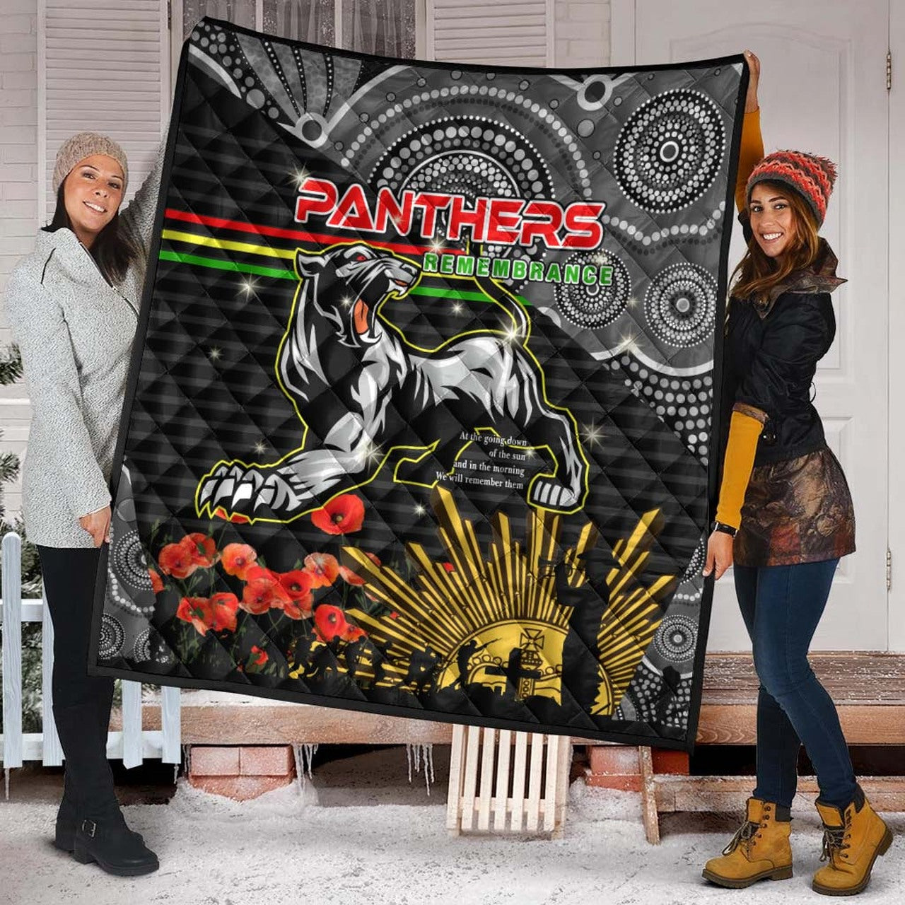 panthers-rugby-anzac-aboriginal-quilt-custom-penrith-panthers-with-poppy-flower-art-quilt