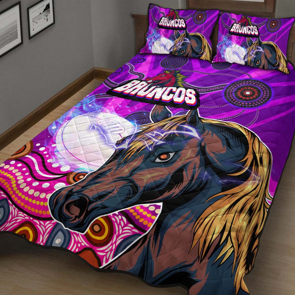 broncos-rugby-quilt-bed-set-custom-broncos-horse-rugby-with-aboriginal-low-poly-style-quilt-bed-set