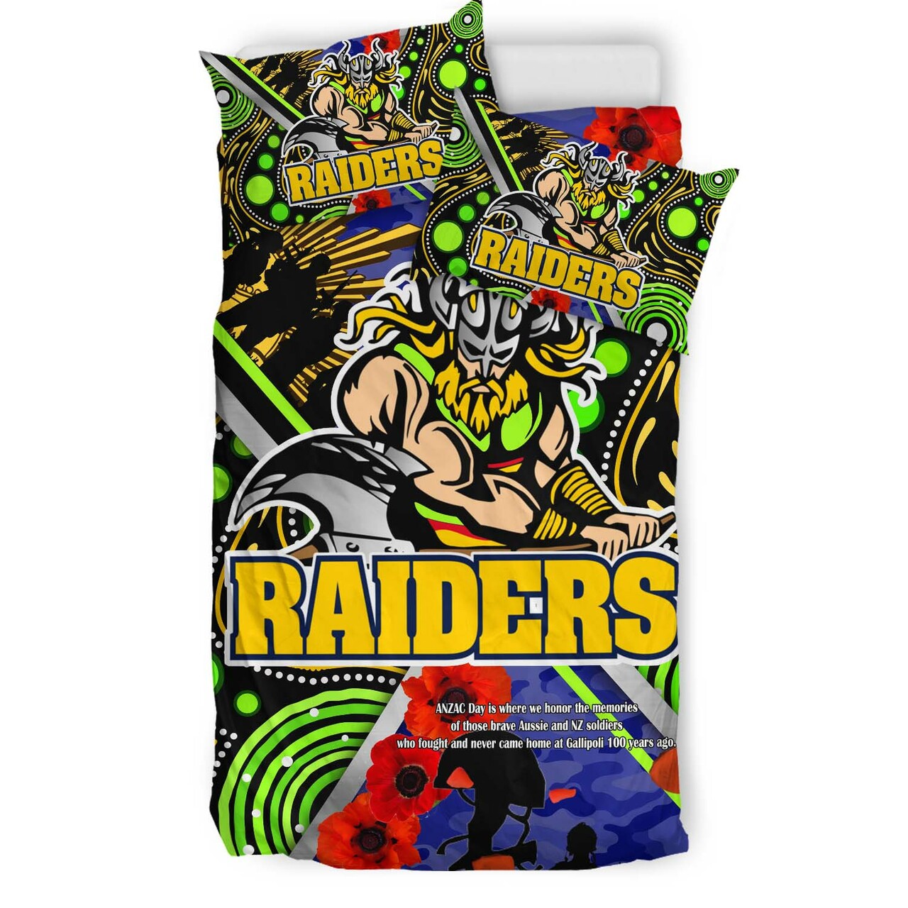 raiders-rugby-anzac-aboriginal-bedding-set-canberra-raiders-with-anzac-day-poppy-flower-bedding-set