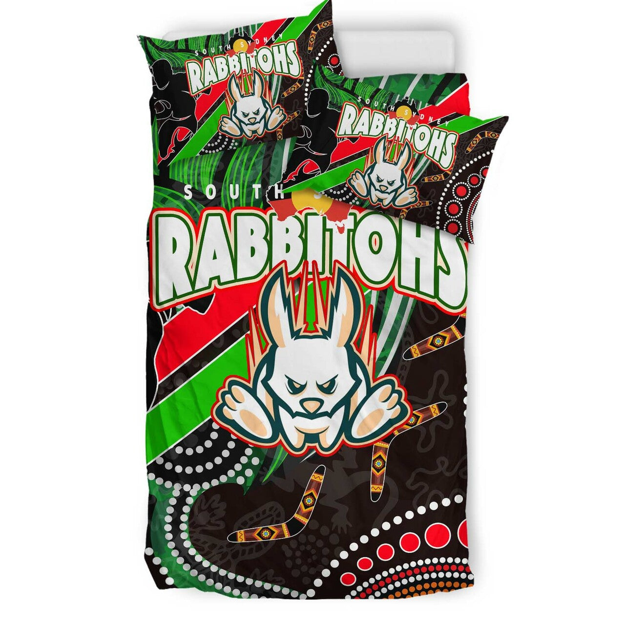 rabbitohs-rugby-anzac-aboriginal-bedding-set-rabbitohs-remembrance-day-with-poppy-flower-bedding-set