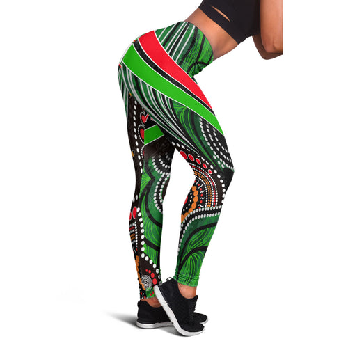 rabbitohs-rugby-leggings-indigenous-rabbitohs-dreaming-dot-painting-style