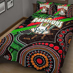 rabbitohs-rugby-anzac-aboriginal-quilt-bed-set-rabbitohs-remembrance-day-with-poppy-flower-quilt-bed-set