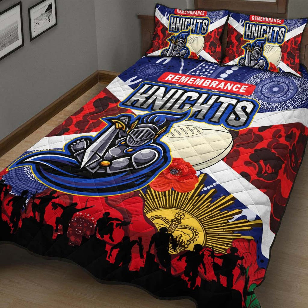 knights-rugby-anzac-aboriginal-quilt-bed-set-newcastle-knights-with-anzac-day-poppy-flower-quilt-bed-set