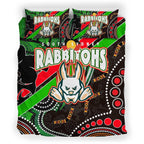 rabbitohs-rugby-anzac-aboriginal-bedding-set-rabbitohs-remembrance-day-with-poppy-flower-bedding-set