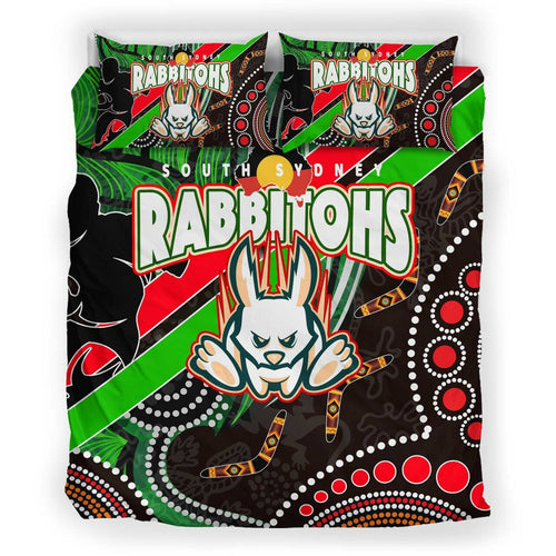 rabbitohs-rugby-anzac-aboriginal-bedding-set-rabbitohs-remembrance-day-with-poppy-flower-bedding-set