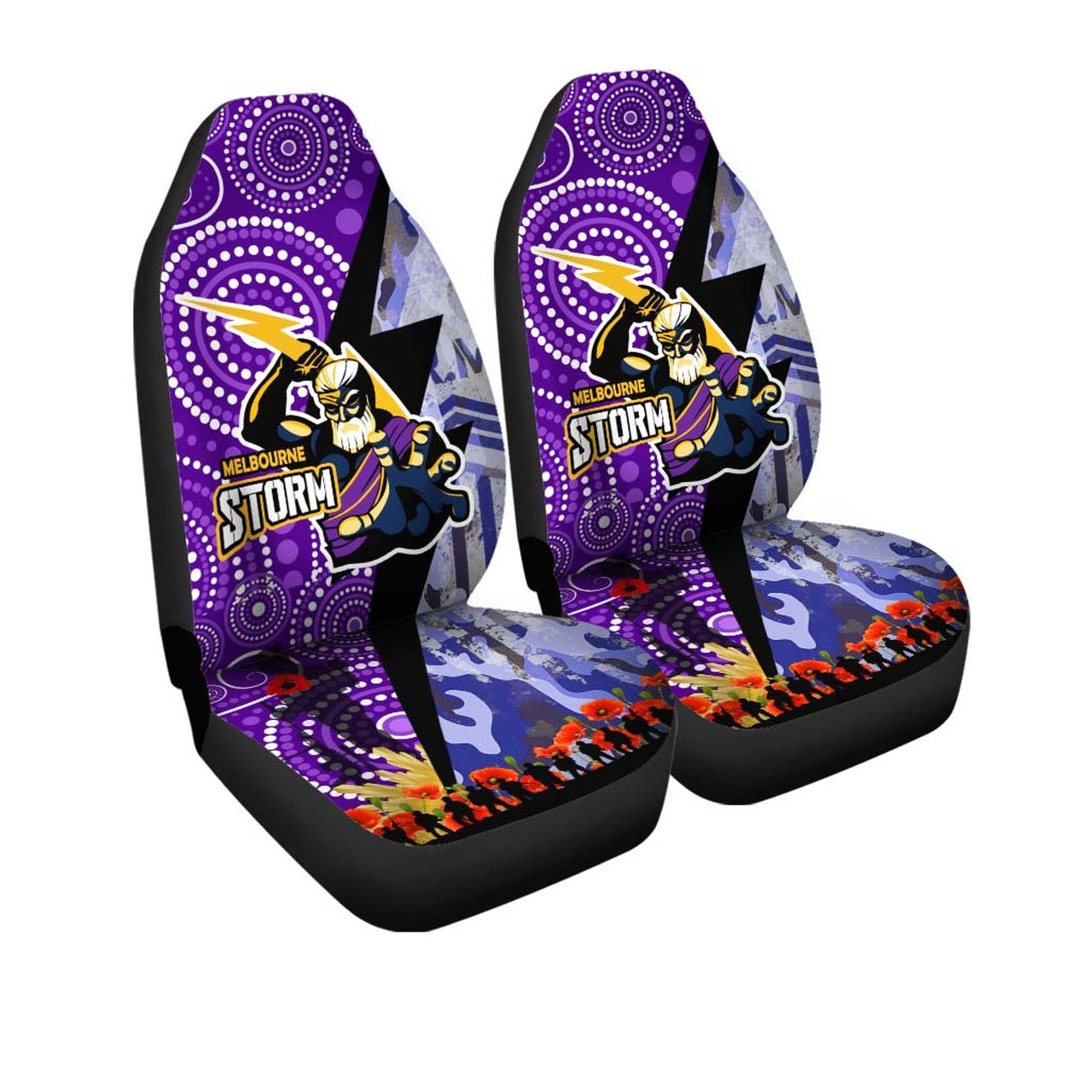 storm-rugby-anzac-aboriginal-car-seat-cover-melbourne-storm-with-remembrance-day-poppy-flower-car-seat-cover