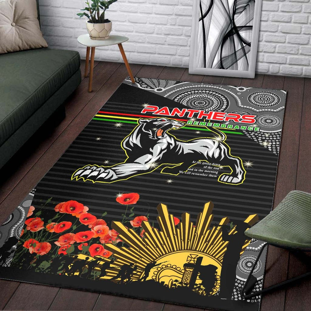 panthers-rugby-anzac-aboriginal-rug-custom-penrith-panthers-with-poppy-flower-art-rug
