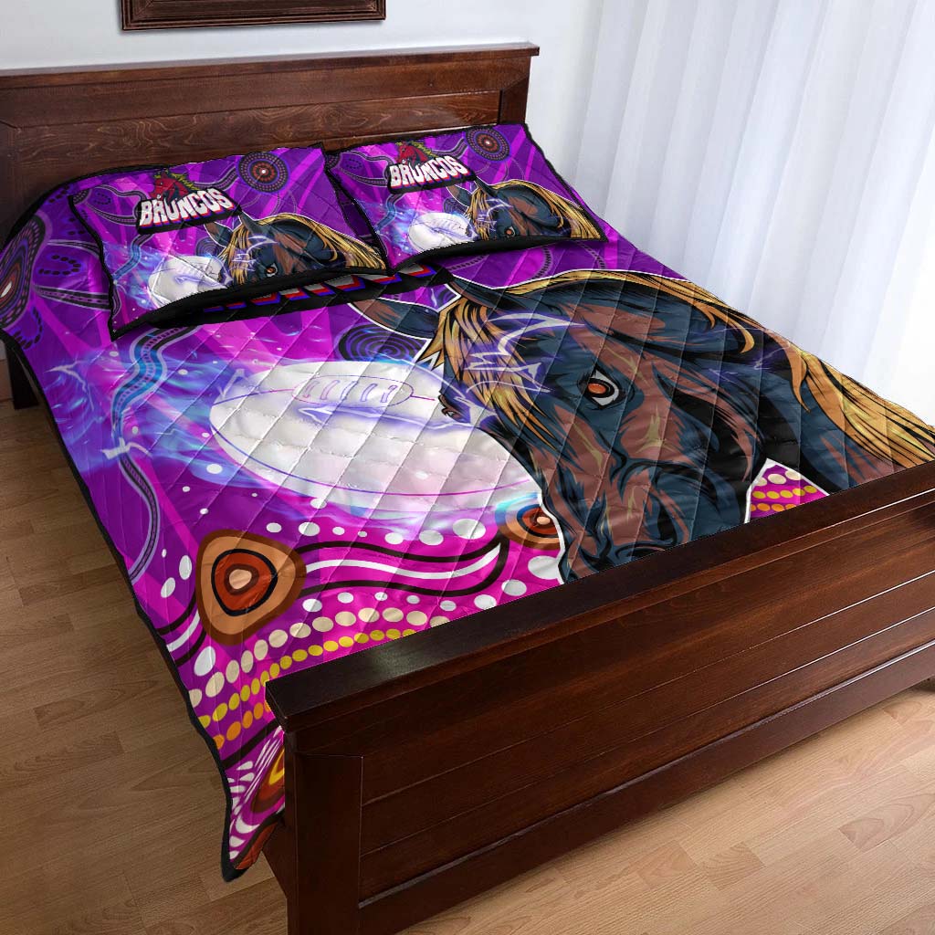 broncos-rugby-quilt-bed-set-custom-broncos-horse-rugby-with-aboriginal-low-poly-style-quilt-bed-set