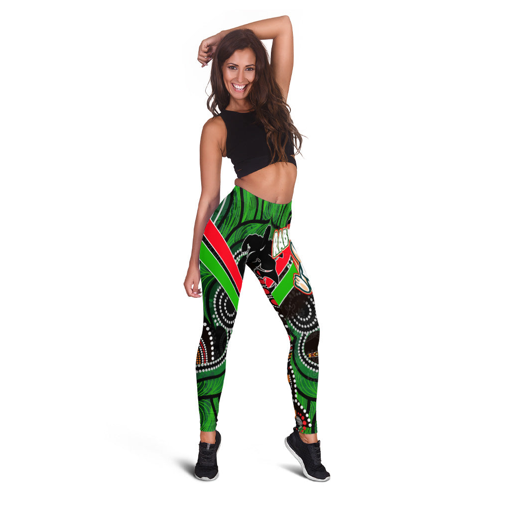 rabbitohs-rugby-leggings-indigenous-rabbitohs-dreaming-dot-painting-style