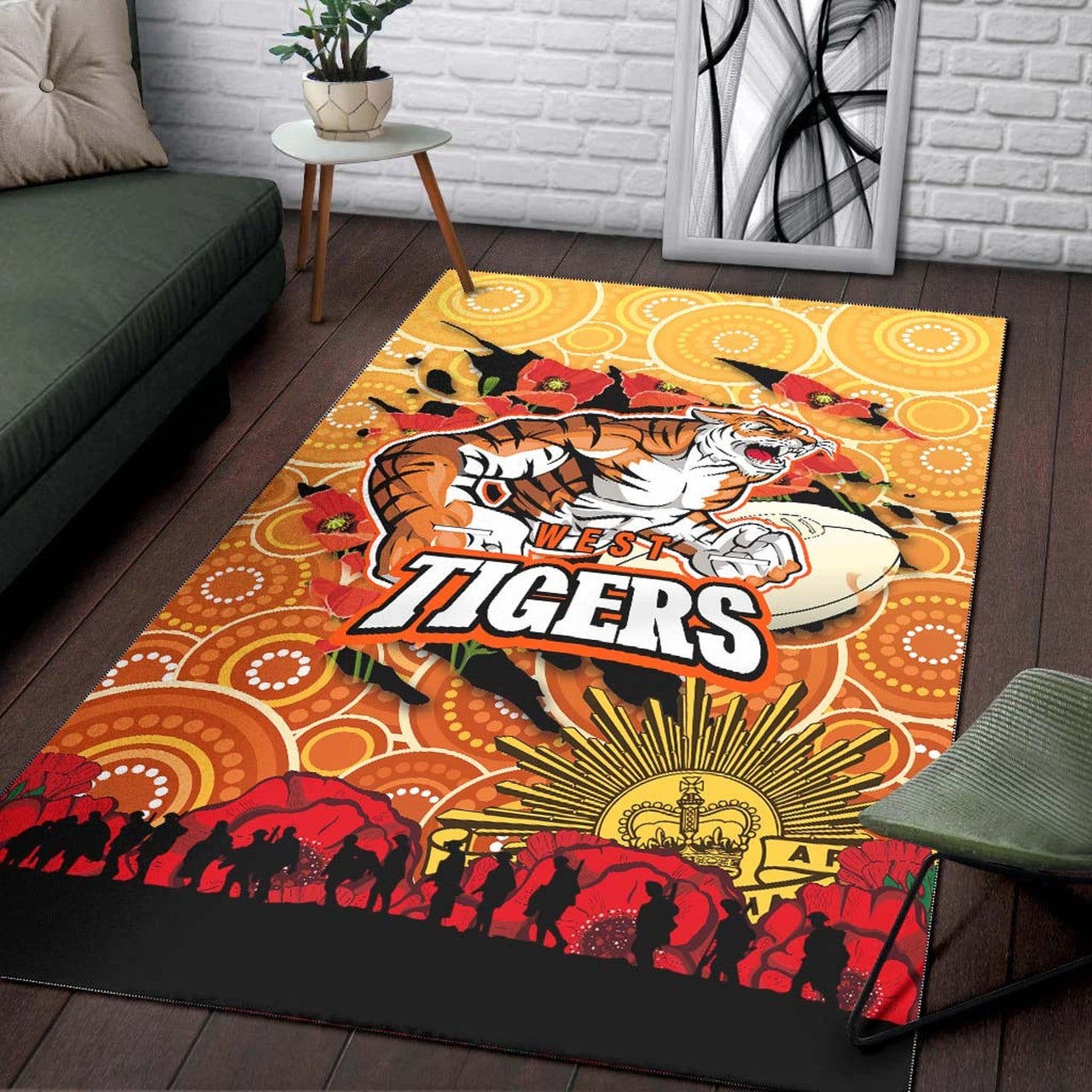 tigers-rugby-anzac-aboriginal-area-rug-tigers-rugby-with-remembrance-day-poppy-flower-area-rug
