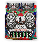 warrior-rugby-anzac-aboriginal-bedding-set-custom-new-zealand-warriors-anzac-day-with-maori-mask-bedding-set
