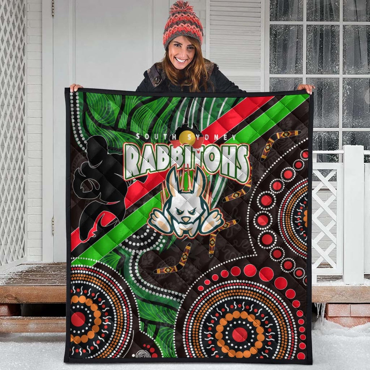 rabbitohs-rugby-anzac-aboriginal-quilt-rabbitohs-remembrance-day-with-poppy-flower-quilt
