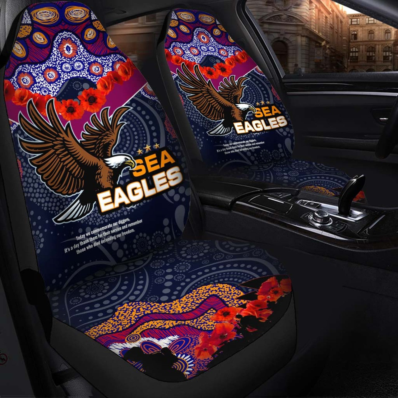 sea-eagles-rugby-anzac-aboriginal-car-seat-cover-manly-warringah-sea-eagles-with-anzac-day-poppy-flower-car-seat-cover