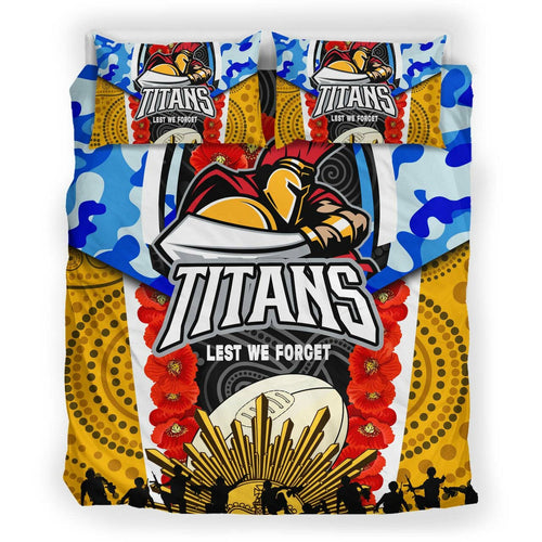 titans-rugby-anzac-aboriginal-bedding-set-titans-with-poppy-watercolor-flower-bedding-set