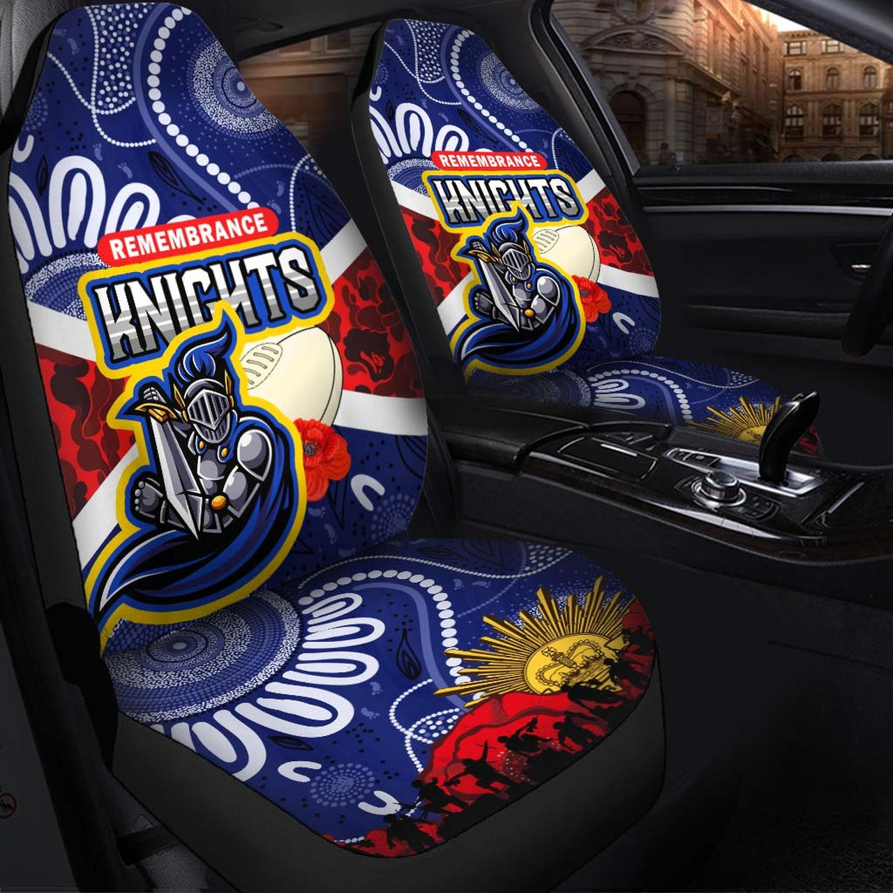 knights-rugby-anzac-aboriginal-car-seat-cover-newcastle-knights-with-anzac-day-poppy-flower-car-seat-cover