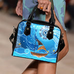 Shoulder Handbag - Aboriginal View Sea With Fish And Boat - Vibe Hoodie