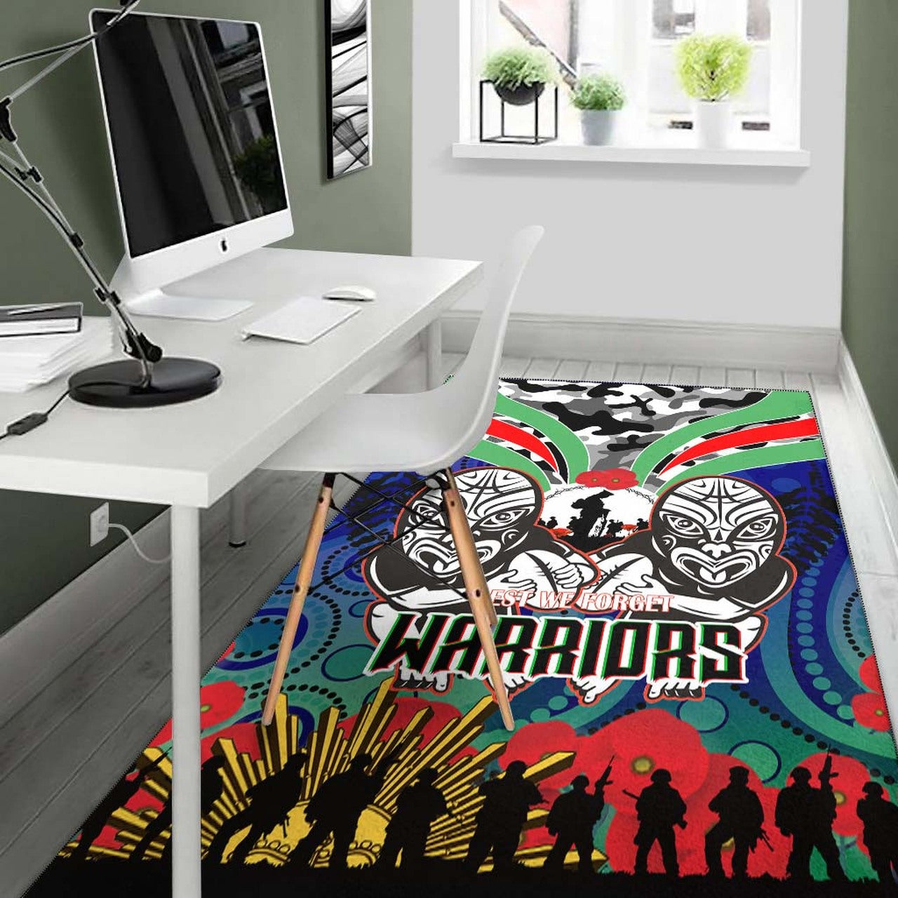 warrior-rugby-anzac-aboriginal-rug-custom-new-zealand-warriors-anzac-day-with-maori-mask-rug