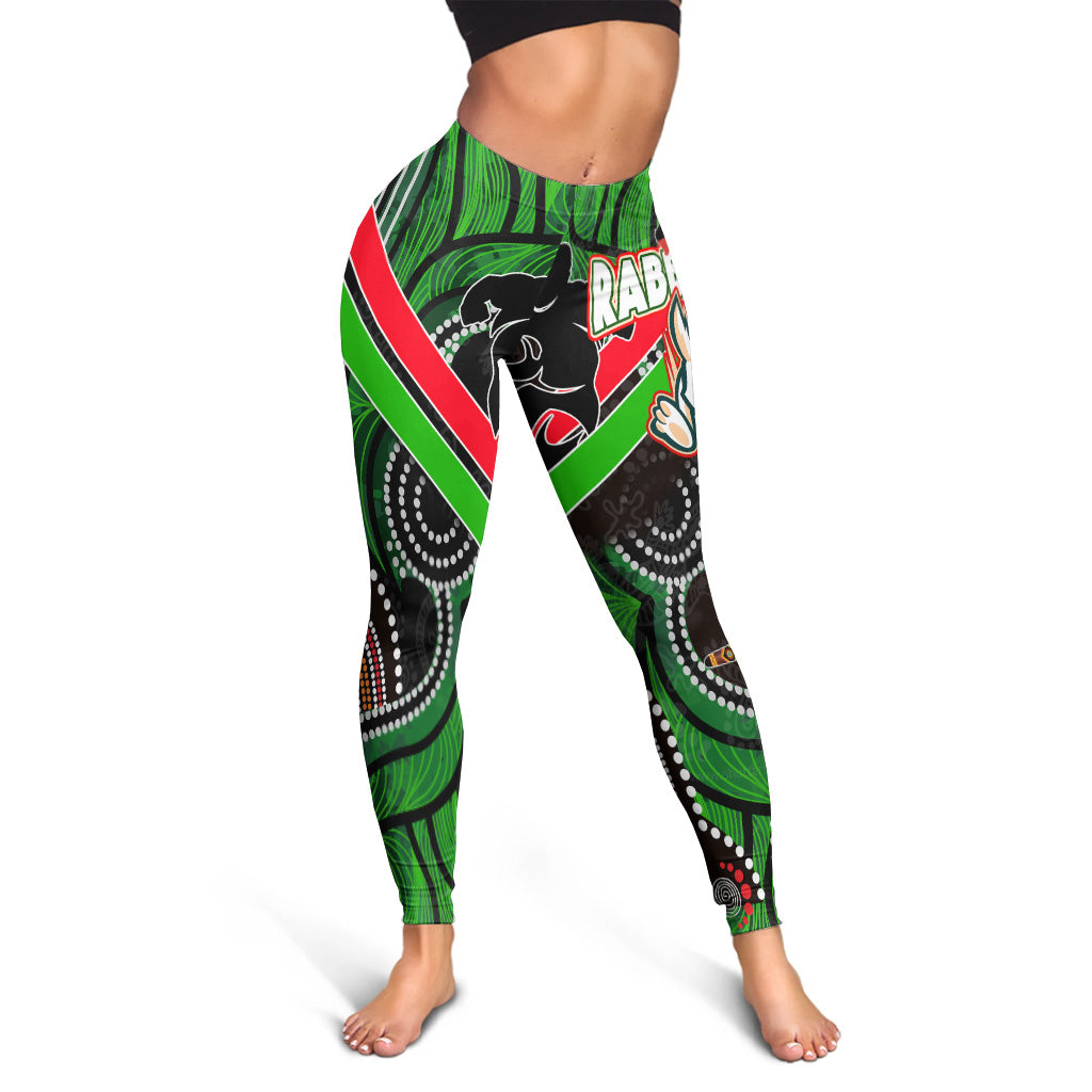 rabbitohs-rugby-leggings-indigenous-rabbitohs-dreaming-dot-painting-style