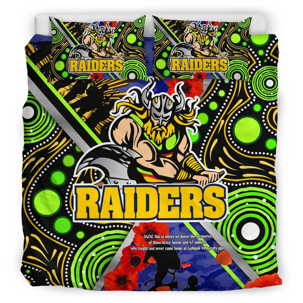 raiders-rugby-anzac-aboriginal-bedding-set-canberra-raiders-with-anzac-day-poppy-flower-bedding-set