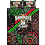 rabbitohs-rugby-anzac-aboriginal-quilt-bed-set-rabbitohs-remembrance-day-with-poppy-flower-quilt-bed-set