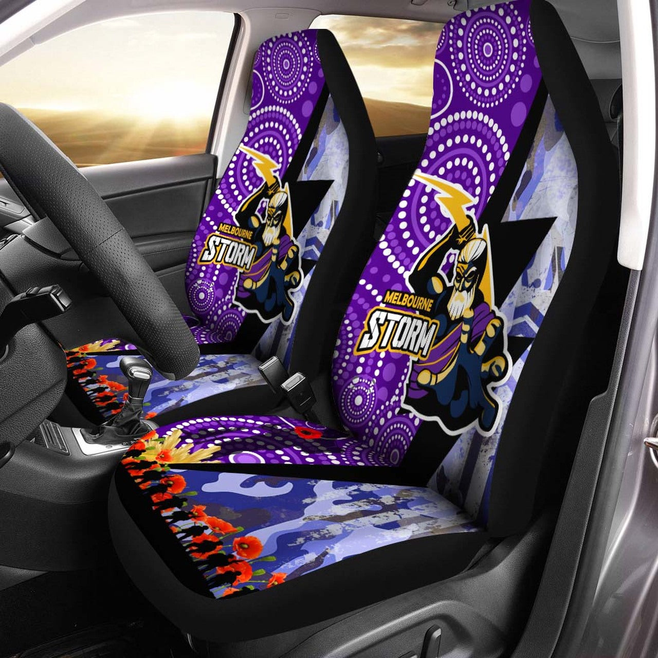 storm-rugby-anzac-aboriginal-car-seat-cover-melbourne-storm-with-remembrance-day-poppy-flower-car-seat-cover