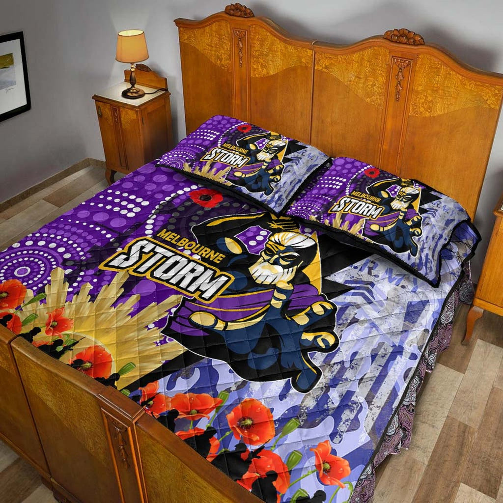 storm-rugby-anzac-aboriginal-quilt-bed-set-melbourne-storm-with-remembrance-day-poppy-flower-quilt-bed-set