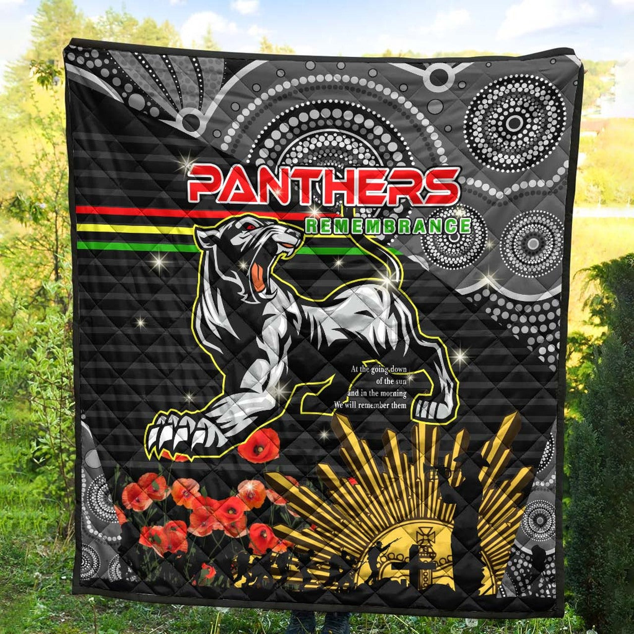 panthers-rugby-anzac-aboriginal-quilt-custom-penrith-panthers-with-poppy-flower-art-quilt