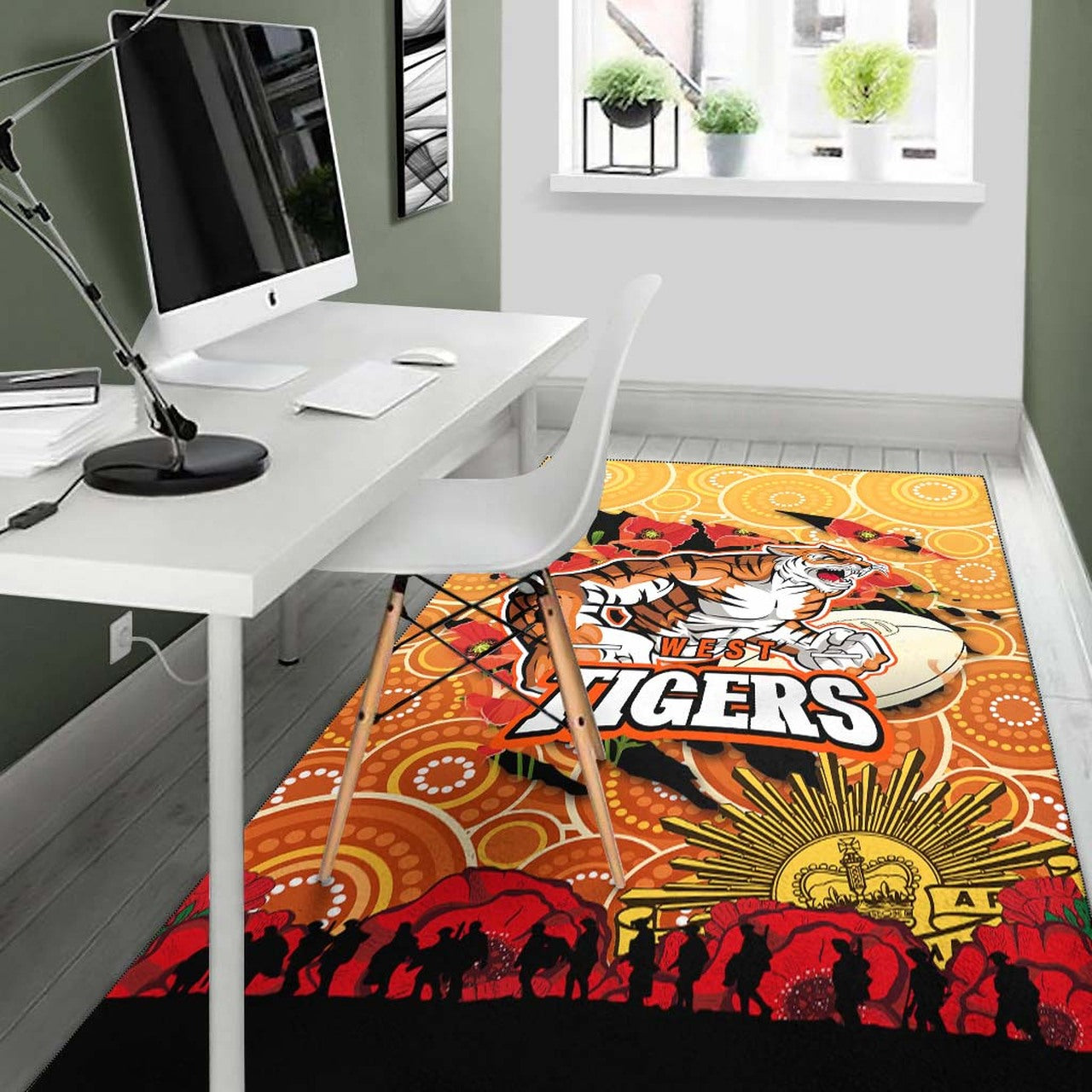 tigers-rugby-anzac-aboriginal-area-rug-tigers-rugby-with-remembrance-day-poppy-flower-area-rug
