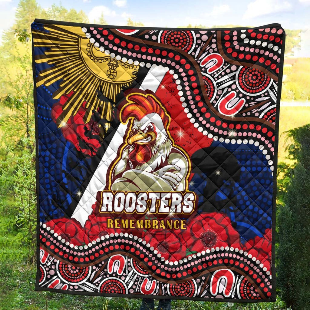 roosters-rugby-anzac-aboriginal-quilt-sydney-roosters-with-remembrance-day-poppy-flower-quilt