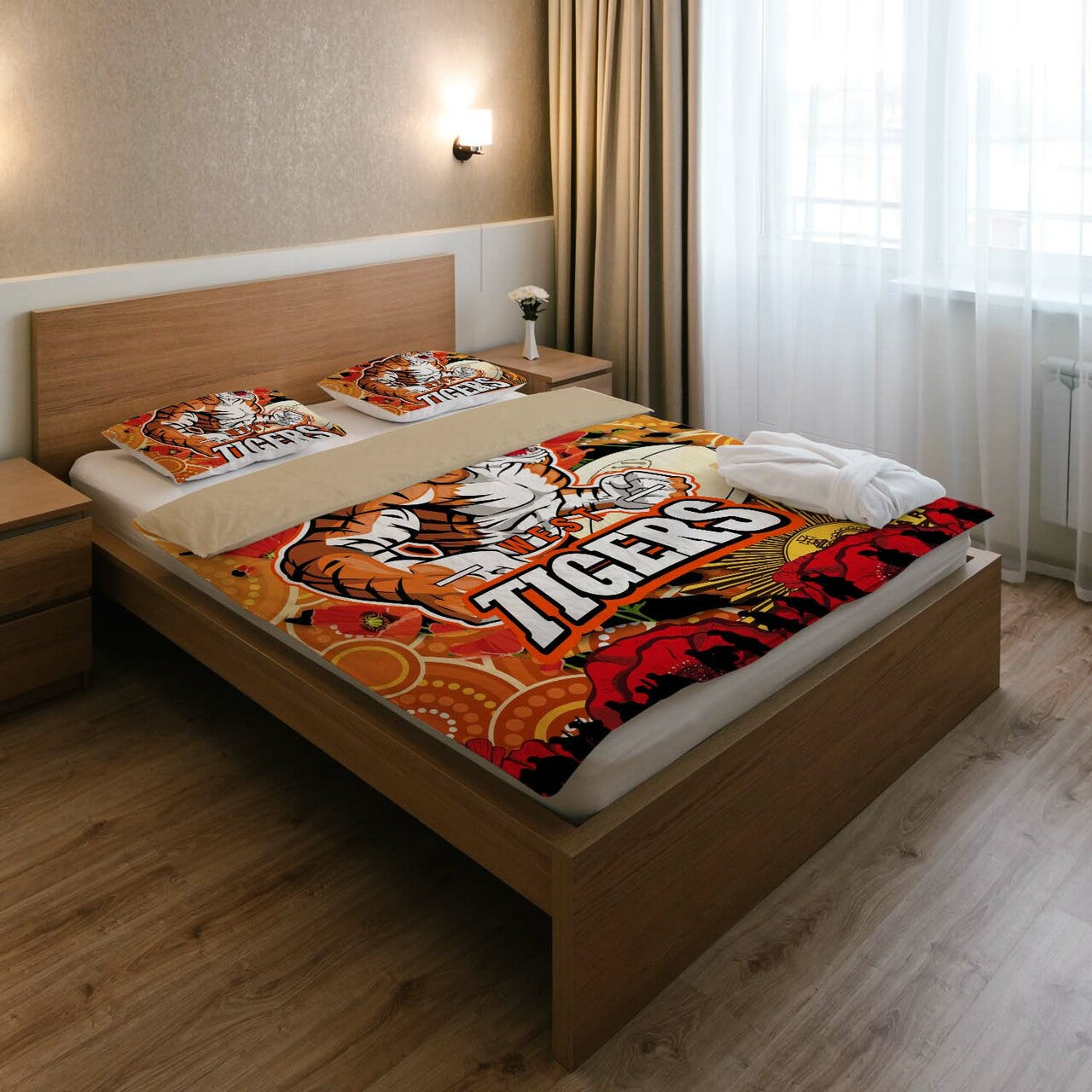 tigers-rugby-anzac-aboriginal-bedding-set-tigers-rugby-with-remembrance-day-poppy-flower-bedding-set
