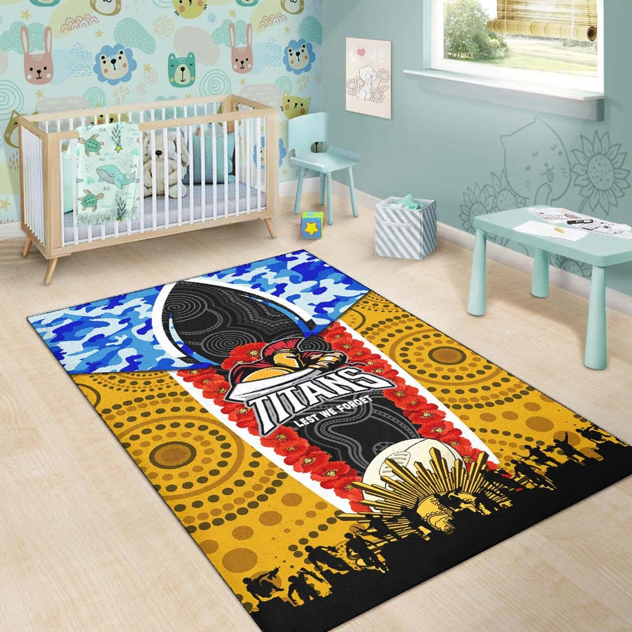 titans-rugby-anzac-aboriginal-rug-titans-with-poppy-watercolor-flower-rug