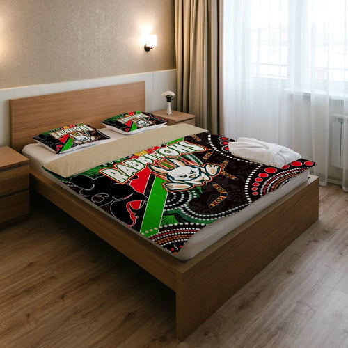 rabbitohs-rugby-anzac-aboriginal-bedding-set-rabbitohs-remembrance-day-with-poppy-flower-bedding-set