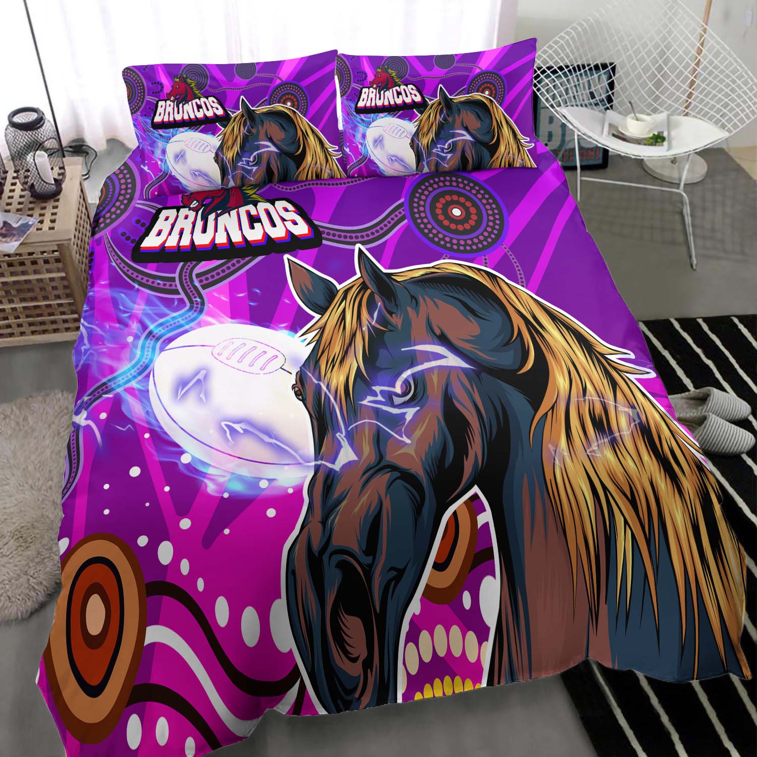 broncos-rugby-bedding-set-custom-broncos-horse-rugby-with-aboriginal-low-poly-style-bedding-set