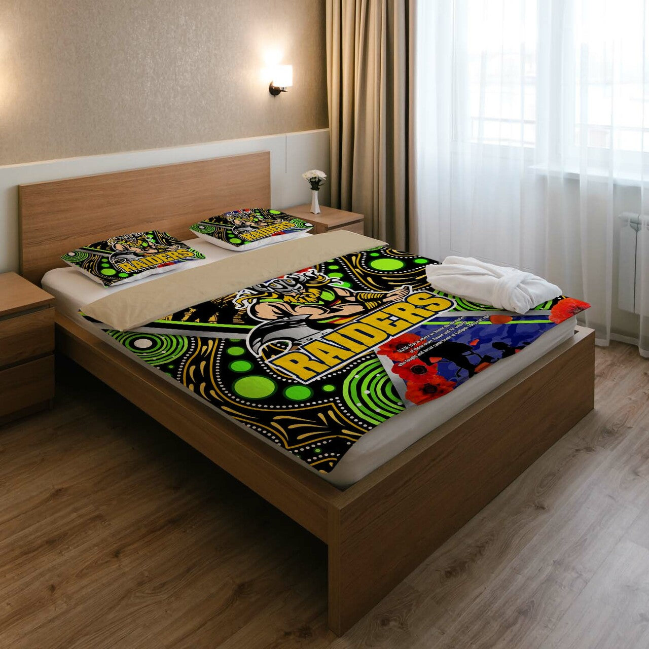 raiders-rugby-anzac-aboriginal-bedding-set-canberra-raiders-with-anzac-day-poppy-flower-bedding-set