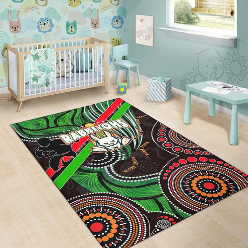 rabbitohs-rugby-anzac-aboriginal-rug-rabbitohs-remembrance-day-with-poppy-flower-rug