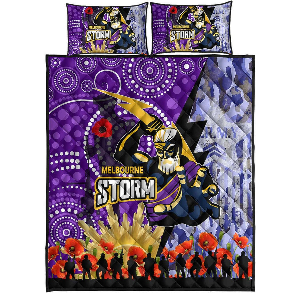 storm-rugby-anzac-aboriginal-quilt-bed-set-melbourne-storm-with-remembrance-day-poppy-flower-quilt-bed-set