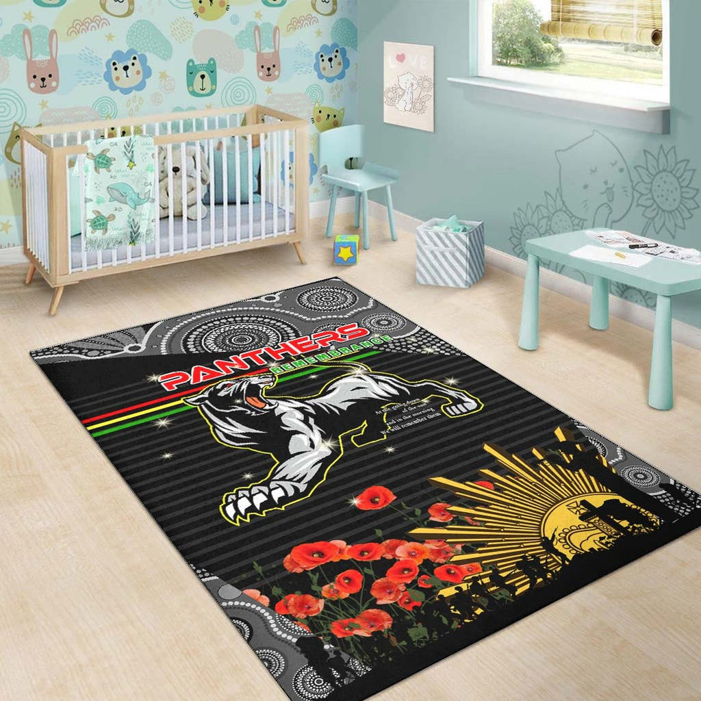 panthers-rugby-anzac-aboriginal-rug-custom-penrith-panthers-with-poppy-flower-art-rug
