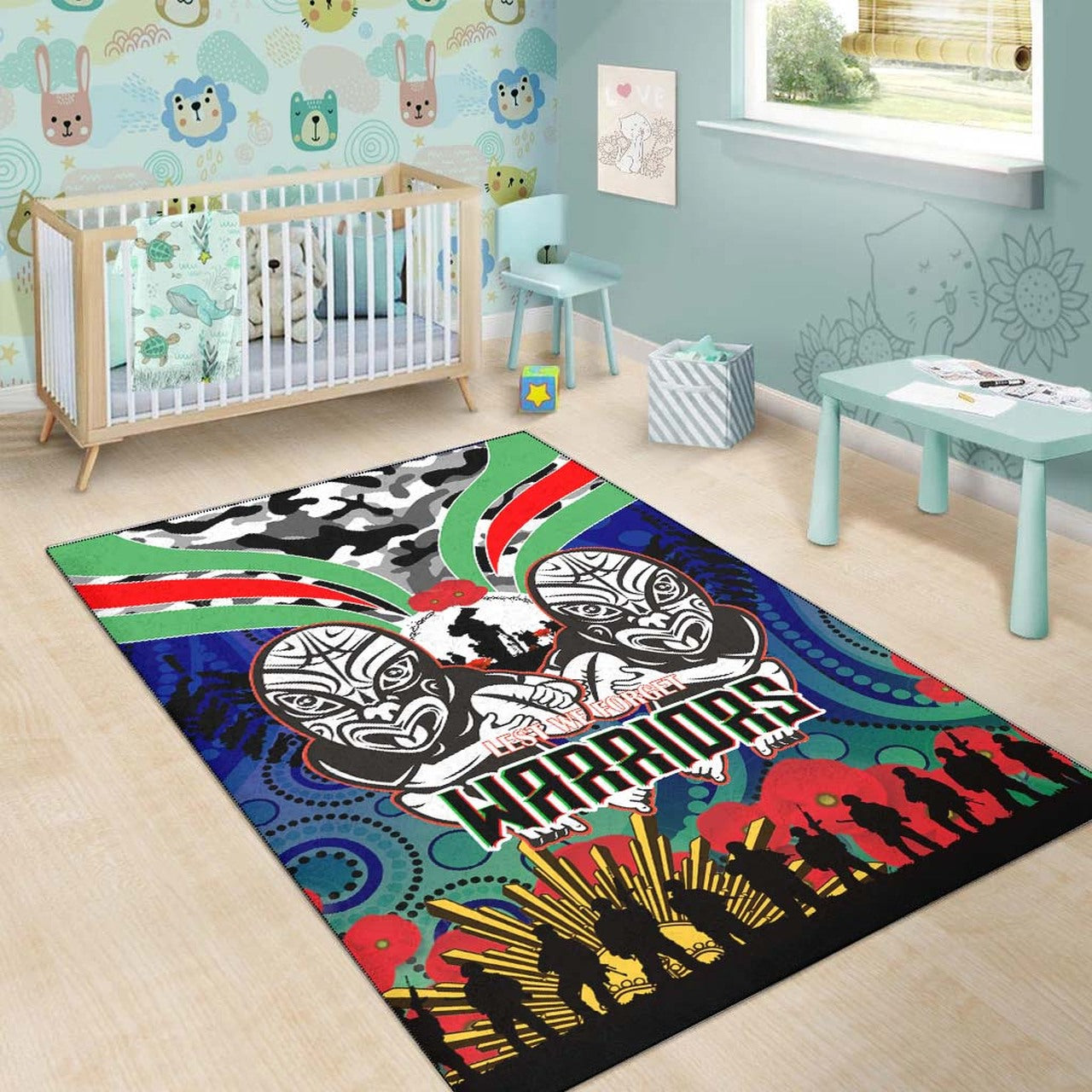 warrior-rugby-anzac-aboriginal-rug-custom-new-zealand-warriors-anzac-day-with-maori-mask-rug