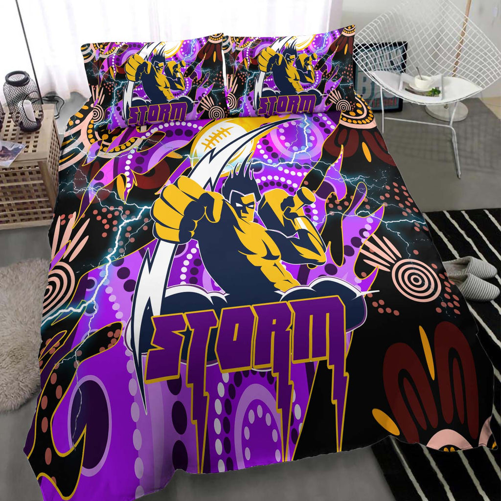 storm-rugby-bedding-set-storm-rugby-team-with-aboriginal-dot-painting-and-indigenous-pattern-bedding-set