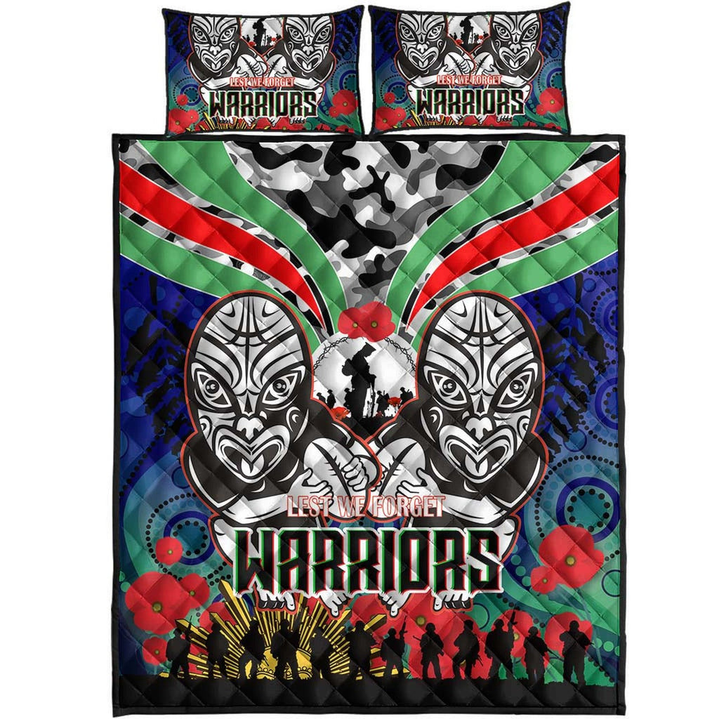 warrior-rugby-anzac-aboriginal-quilt-bed-set-new-zealand-warriors-anzac-day-with-maori-mask-quilt-bed-set