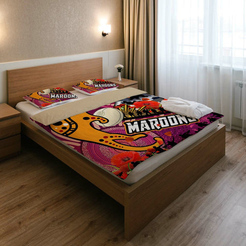 maroons-rugby-anzac-aboriginal-bedding-set-maroons-aboriginal-pattern-with-anzac-day-poppy-flower-bedding-set