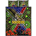 raiders-rugby-anzac-aboriginal-quilt-bed-set-canberra-raiders-with-anzac-day-poppy-flower-quilt-bed-set