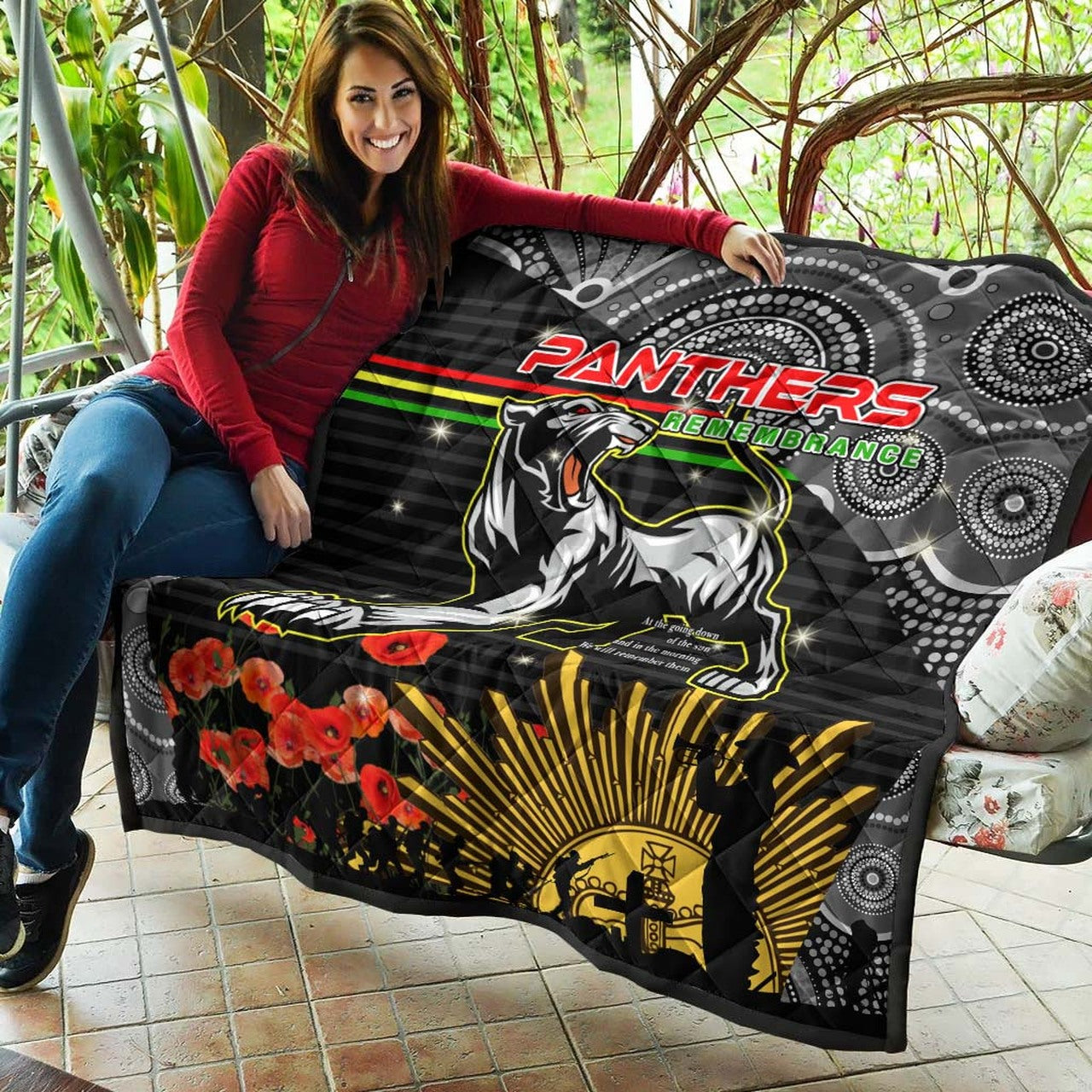 panthers-rugby-anzac-aboriginal-quilt-custom-penrith-panthers-with-poppy-flower-art-quilt