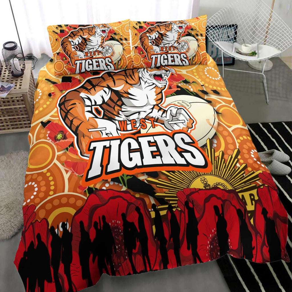 tigers-rugby-anzac-aboriginal-bedding-set-tigers-rugby-with-remembrance-day-poppy-flower-bedding-set