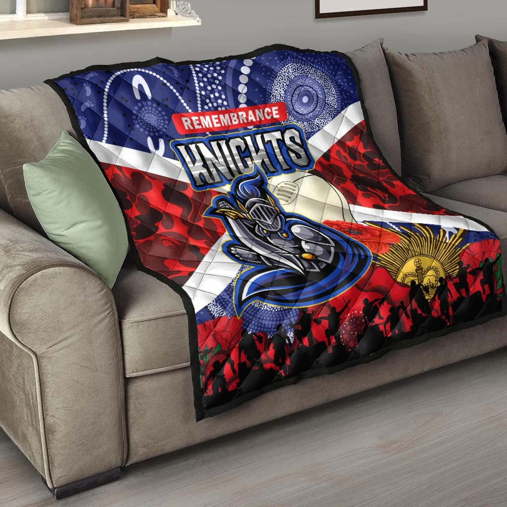 knights-rugby-anzac-aboriginal-quilt-newcastle-knights-with-anzac-day-poppy-flower-quilt