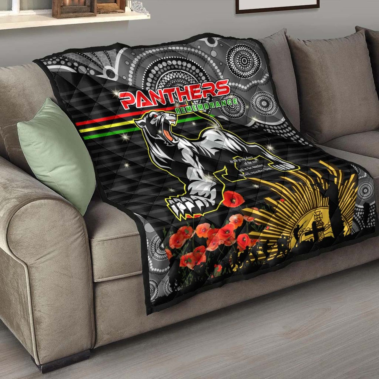 panthers-rugby-anzac-aboriginal-quilt-custom-penrith-panthers-with-poppy-flower-art-quilt