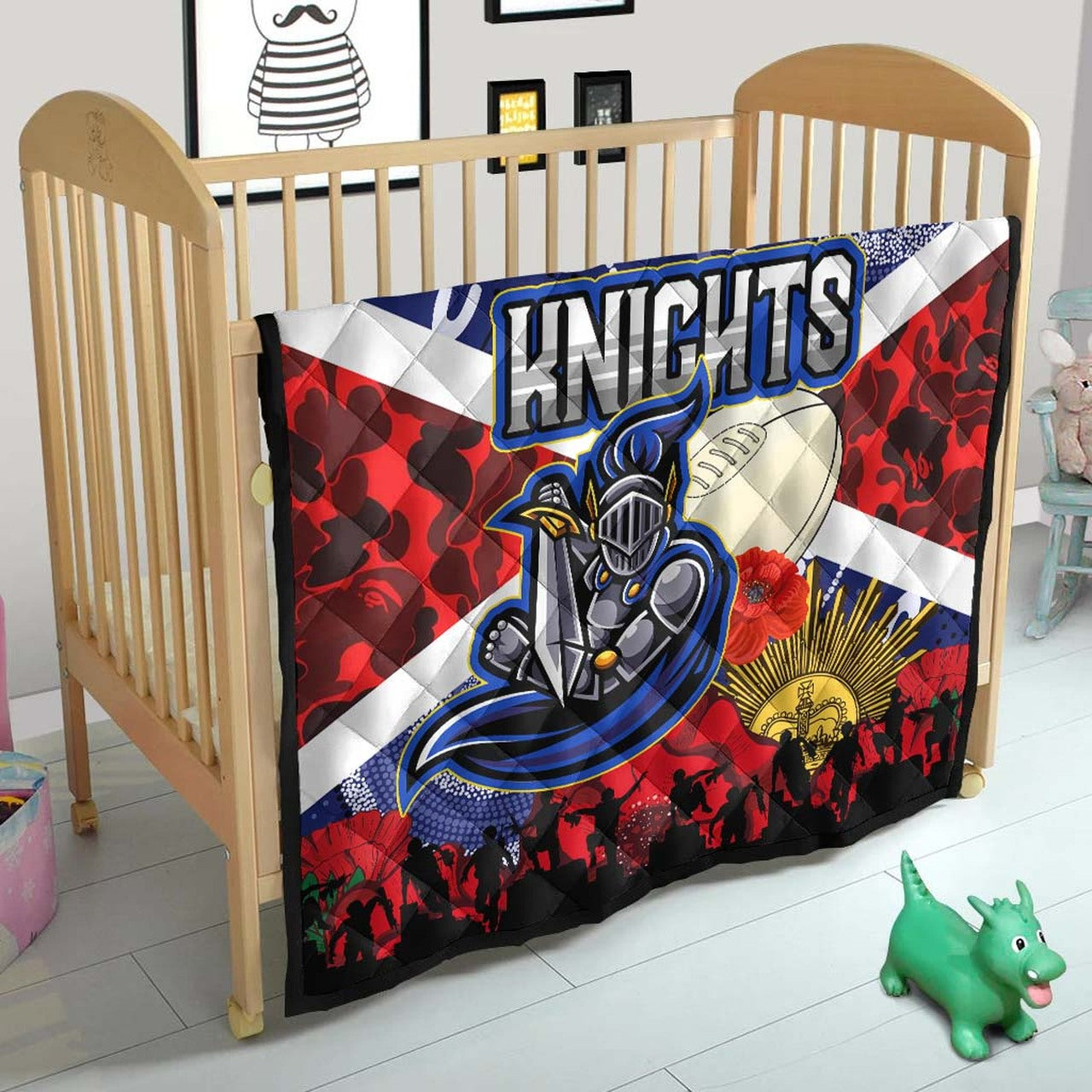 knights-rugby-anzac-aboriginal-quilt-newcastle-knights-with-anzac-day-poppy-flower-quilt